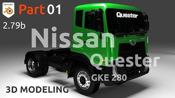 3D Modeling Nissan Quester GKE 280 Truck in Blender 2.79 Cycles Render - Part 01