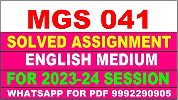 mgs 041 solved assignment 2023-24 | mgs 41 solved assignment in english 2024 | mgs 41 2024