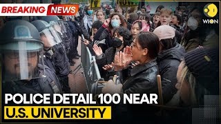 BREAKING: Police detain 100 as pro-Palestinian camp cleared at US university | WION News