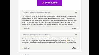Free AI Social Media Bio Generator https://socialmediabiogenerator.com/