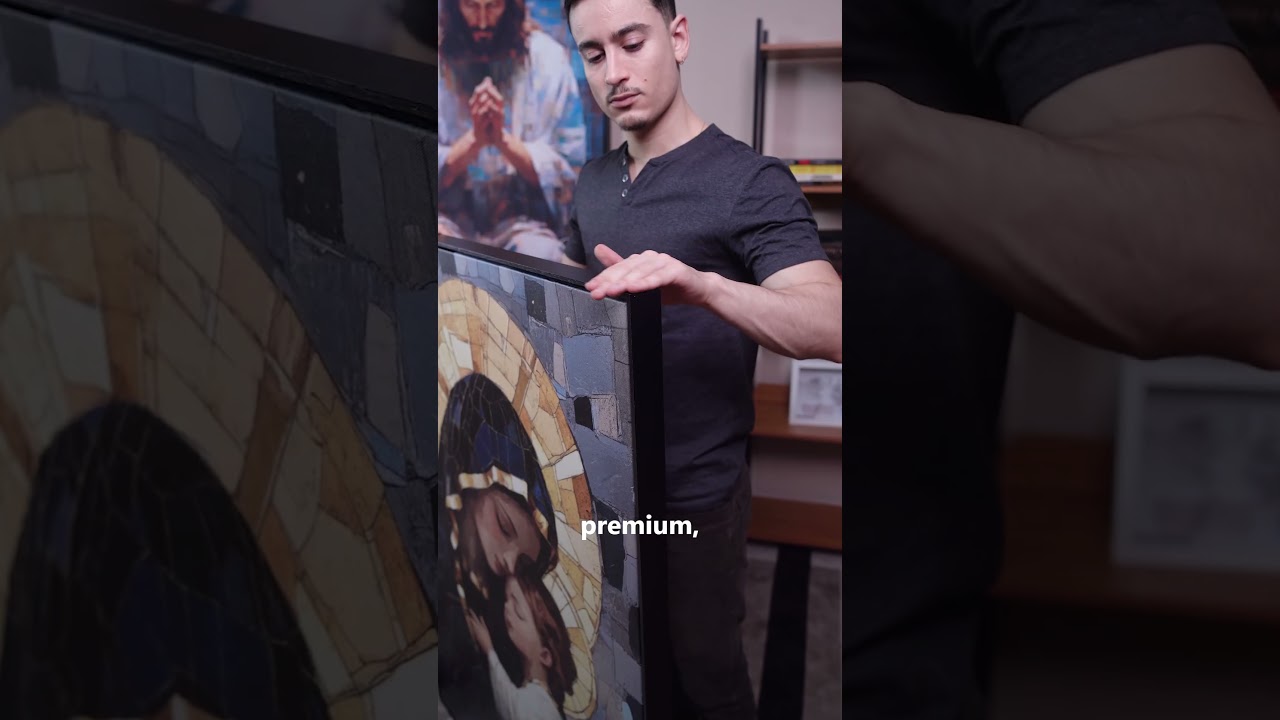 Vídeo de Quadro Maria e Jesus Mosaico
