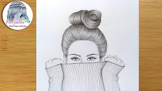 Hidden face drawing || Pencil sketch - for beginners || How to draw a girl