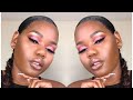 HOW TO | PINK GLITTER CUT CREASE| NUDE LIPS| TooFaced Just Peachy Palette (WOC Friendly)