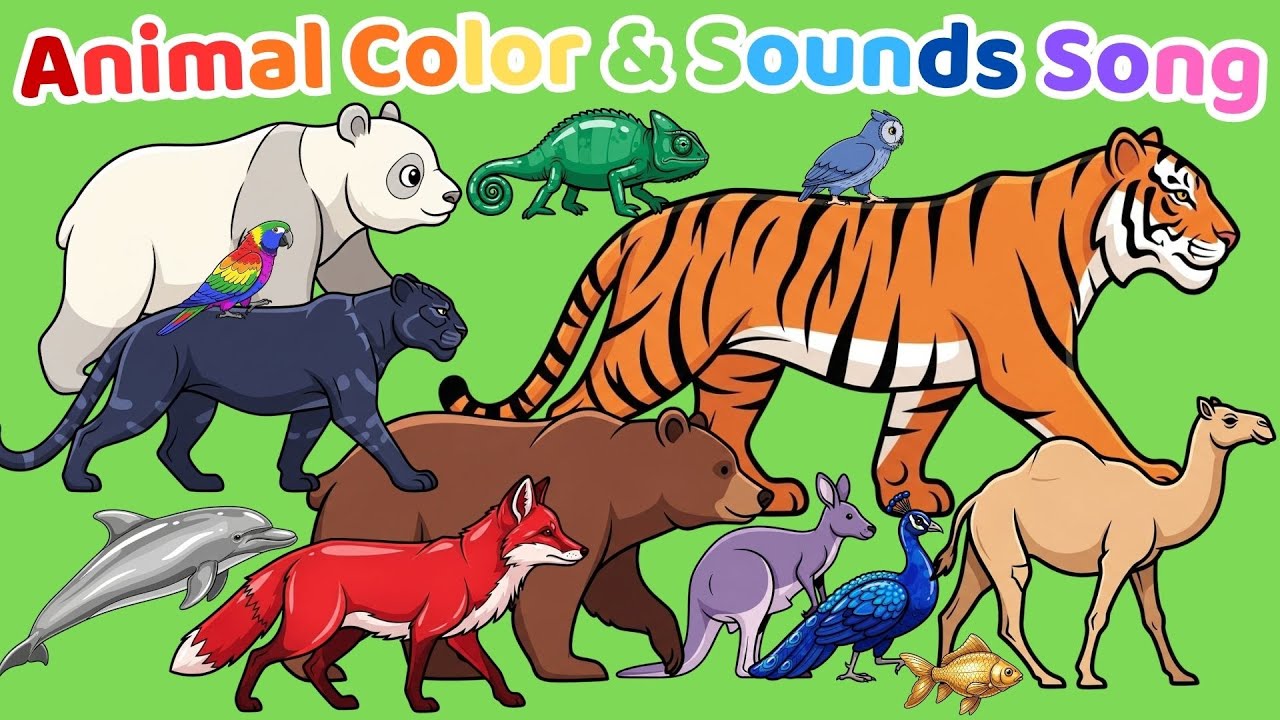 ✨ Песня «Цвета и звуки животных» 🎶 | Волшебная обезьянка создаёт красочных животных 🌈🐘🦁🐅🐊🦜