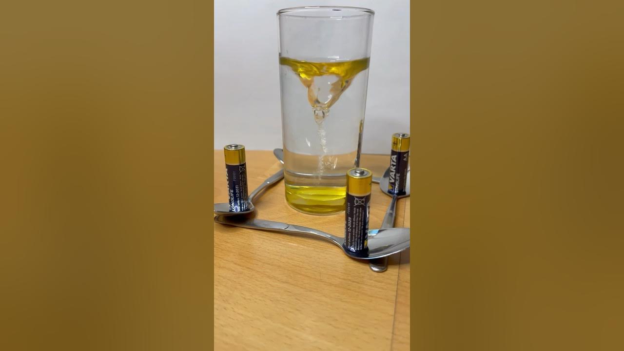 Doing The Batteries & Spoons Trick With A Glass Of Water 💧 shorts 