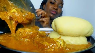 Nigerian food ogbono soup with fufu