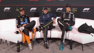 F1 Race Press Conference  -  Las Vegas GP - Lando Norris, Max Verstappen, George Russell