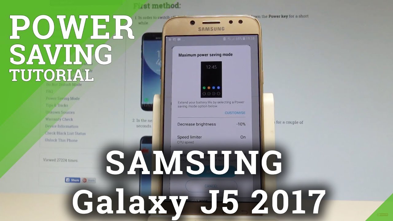 How to Turn On Battery Saver in SAMSUNG Galaxy J5 2017 - Power Saving |HardReset.info