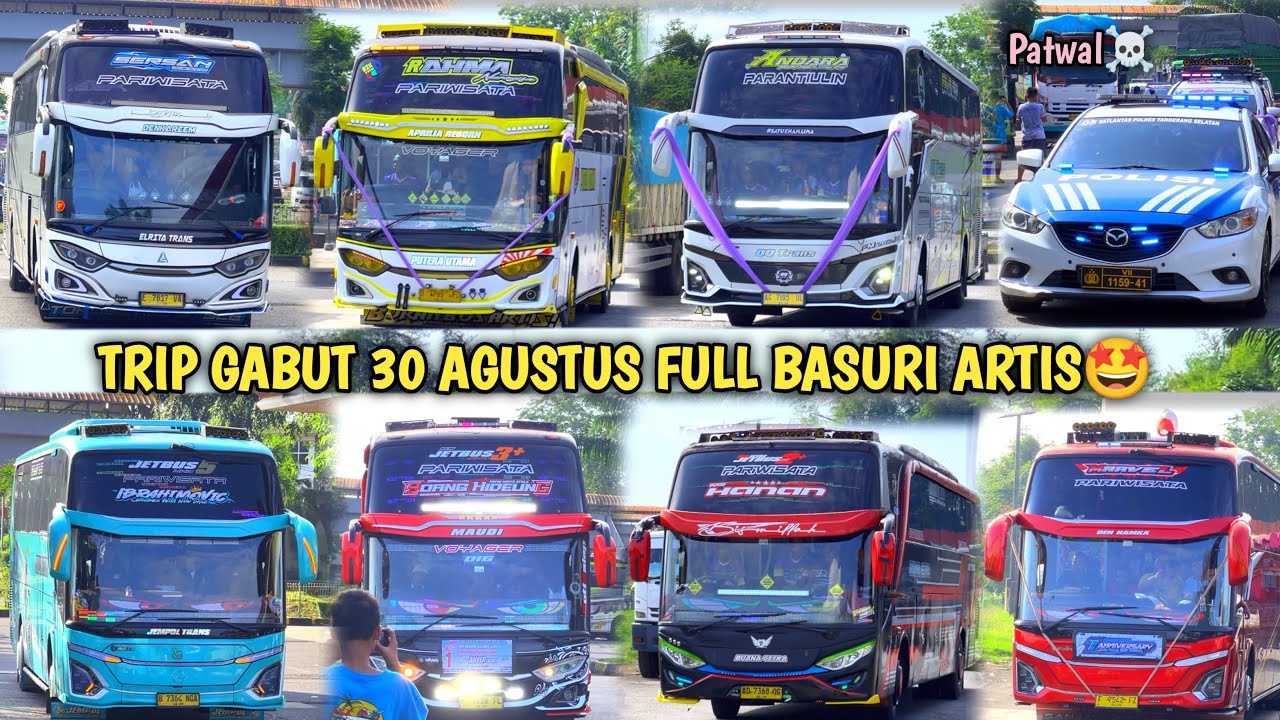 RAME FULL BUS TELOLET BASURI🥳 Hunting Bus Trip Anyer Di Rest Area KM 68👏