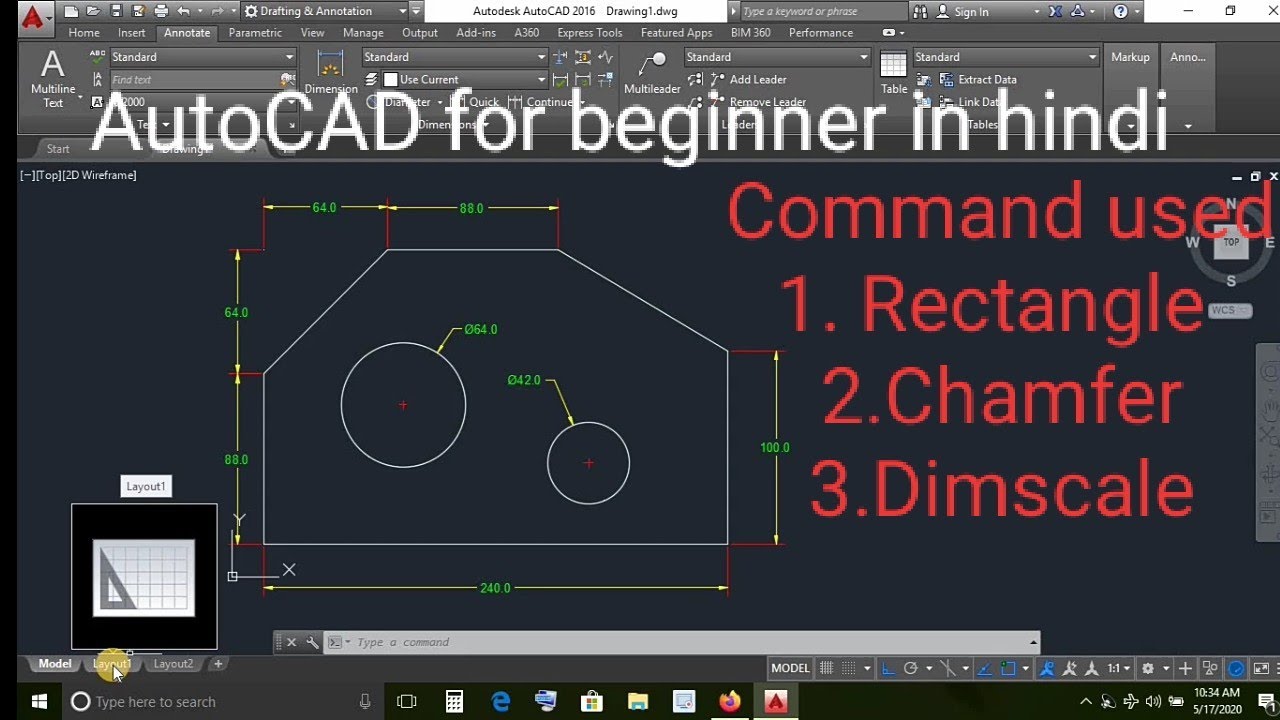 Autocad tutorial for beginners in hindi | AutoCAD tutorial in hindi ...
