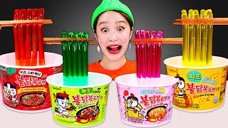 🔥Fire Spicy Color Noodle Jelly Mukbang🔥불닭볶음면 색깔 국수 젤리 먹방 JiniYum 지니얌