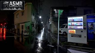 [ASMR] Tokyo Night Rain Walk in Quiet Old Town Alleys with Thunder | Japan 4K HDR
