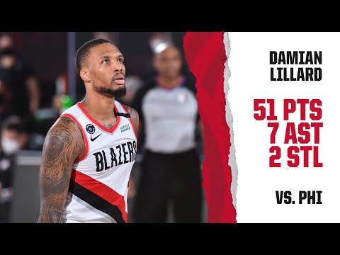 Damian Lillard (51 PTS, 7 AST) Highlights | Trail Blazers vs. 76ers