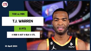 T.J. WARREN 8 PTS 4 REB 0 AST 0 BLK 0 STL | vs TOR 03 Apr 23-24 MIN Player Highlights