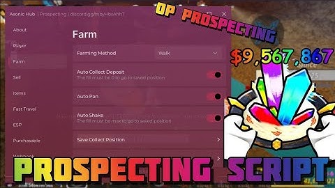 [NEW] PROSPECTING SCRIPT! (NO KEY) AUTO FARM - AUTO DEPOSIT - AUTO SELL - TELEPORT GUI & MORE