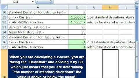 Excel & Statistics 45: Z-Score (# Standard Deviations From Mean)