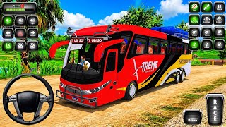 New Indian Bus Simulator Gameplay | Red Luxury Coach Bus Driving Through Rural Offroad Routes