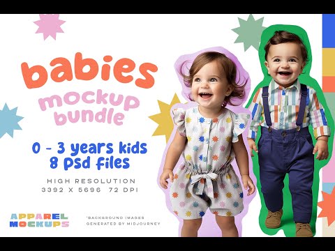 Babies mockup bundle - 8 psd files, an Apparel Mockup by Apparel Mockups (Thumbnail 5 of 5)