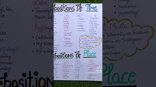 Preposition of time and place #preposition #english