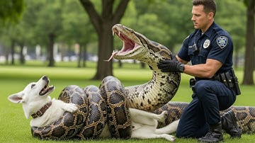 GIANT Python vs. Puppy! 🐍 Brave Team Fights to Save Dog