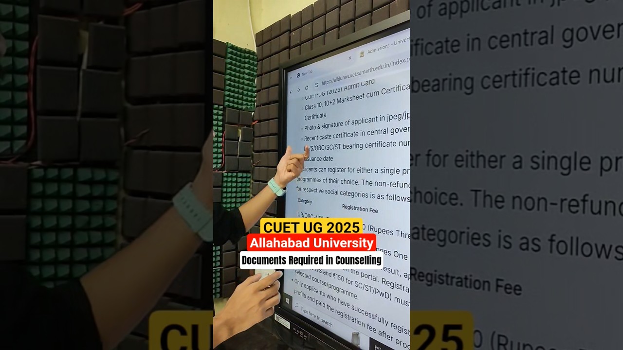CUET UG 2025 Allahabad University List of documents required in counselling 