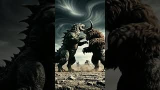 🥵 Godzilla vs giant Buffalo 😱 #ai #trending #explore #godzilla #monster #video #phonk #subscribe