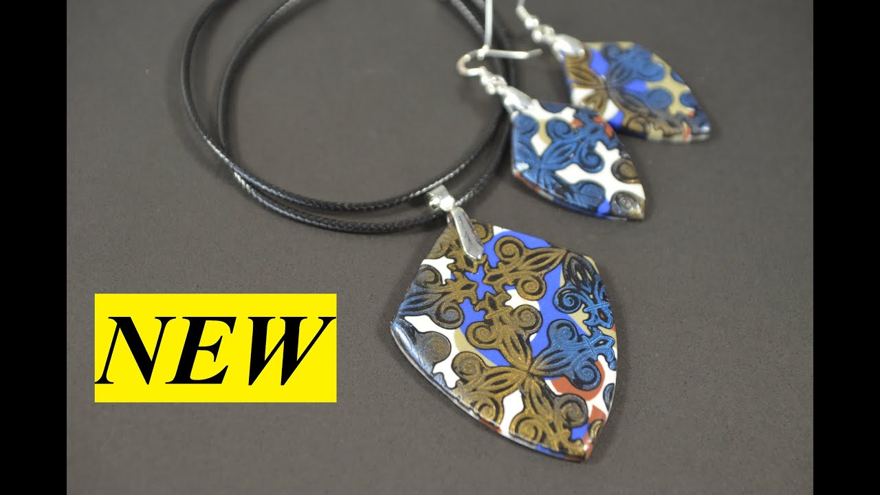 polymer clay FIMO tutorial jewelry set mokume gane technique and Pearl Ex pigments DIY