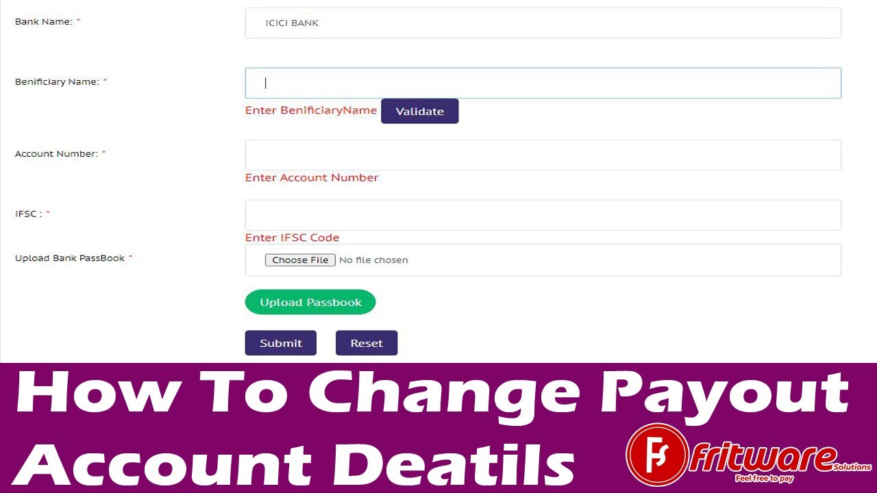 How To Change Fritware Payout Account Details .. Payout में बैंक खाता कैसे बदले .