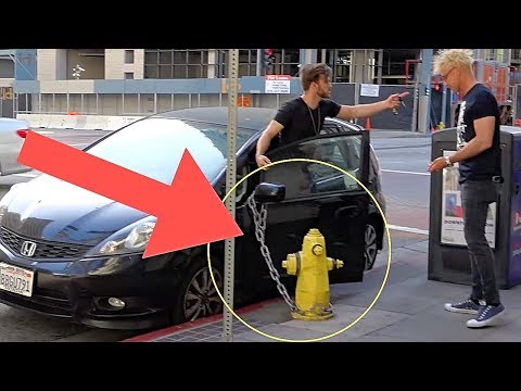 HANDCUFFING CAR TO FIRE HYDRANT PRANK!!! (Bad Parking Revenge!) - HANDCUFFING CAR TO FIRE HYDRANT PRANK!!! (Bad Parking Revenge!)
