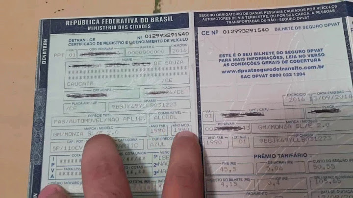 O que tem no documento do carro EP 308