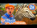 Blippi e os Animais da Selva! | 2 HORAS DO BLIPPI EM PORTUGUÊS! | Vídeos de Animais para Crianças