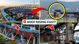 🚨 Camp Nou Update 2026: Roof Rising Fast, Façade &amp; VIP Ring Advancing Rapidly