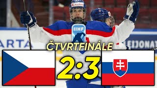 ČESKO vs SLOVENSKO | 2:3 | ČTVRTFINÁLE Mistrovství světa do 18 let 2024 | SESTŘIH