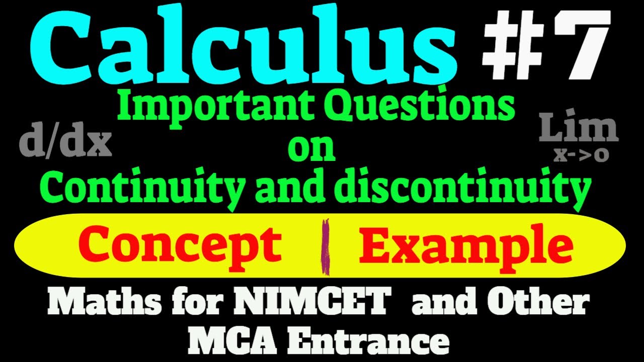Maths for MCA Entrance (Calculus) #7 : Important questions on ...