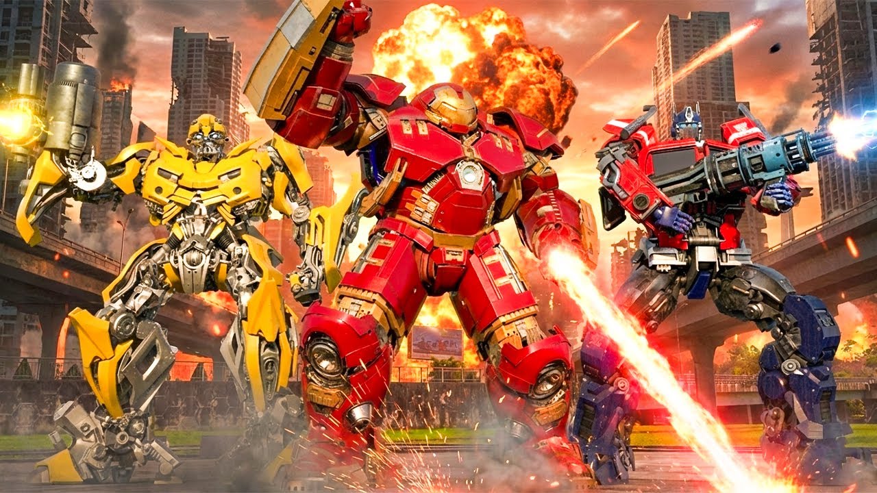 Optimus Prime, Iron Man & Bumblebee Epic City Battle | Cyberforge X