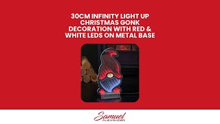 30cm Infinity Light up Christmas Gonk Decoration with Red & White LEDs on Metal Base Infinity Light Christmas Decorations