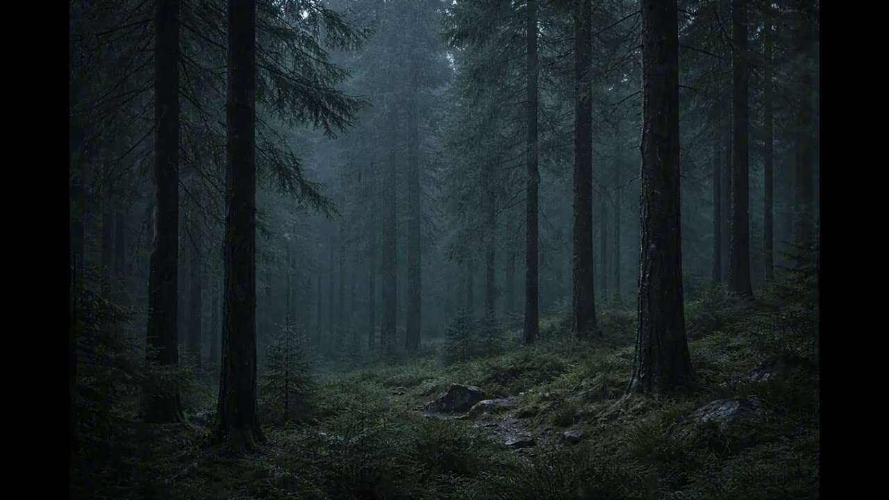 Hours of Rain in a Dark Nordic Forest 🌧️ | Gentle Thunder | Deep Sleep