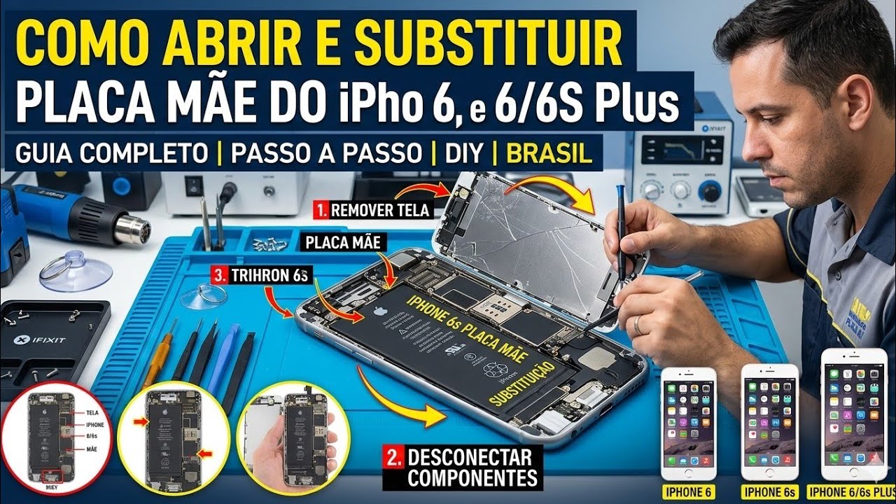 Como abrir e substituir placa mãe do iPhone 6, 6s e 6/6s Plus? - YouTube