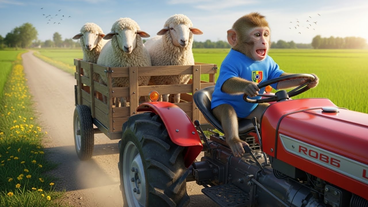 Baby Monkey’s Tractor Rescue & Adorable Tiger Hats for Kittens 🐒🚜🐱 – Monkey on the Farm