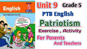 PTB English Grade 5 Unit 9 Exercise Activity | Patriotism | SNC English New Edition Punjab