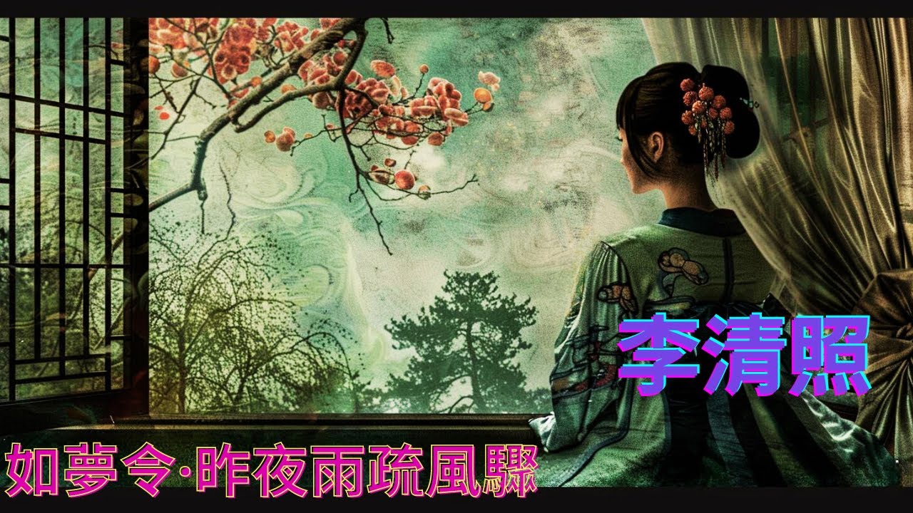 《宋詞·李清照 -如夢令 ·昨夜雨疏風驟 》鋼琴伴奏曲～「千古第一才女]~知否，知否？應是綠肥紅瘦。「昨夜雨疏風驟，濃睡不消殘酒。試問捲簾人 ...