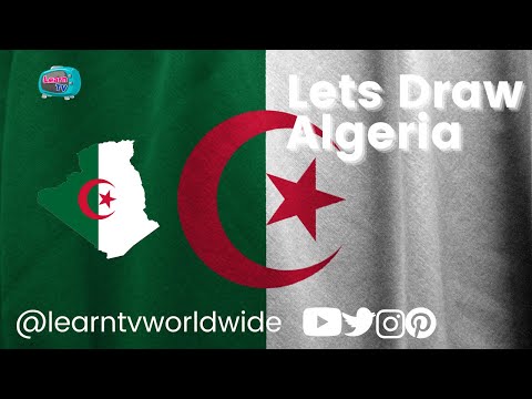 How to draw Algeria Map  | How to draw Algerian Flag  | Colour Algeria Map
