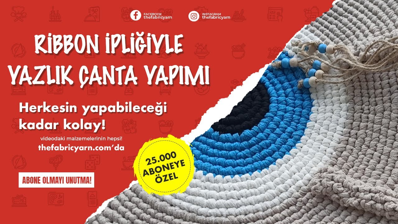 Ribbon İplikle Yazlık  Nazar Boncuğu Çanta Yapımı