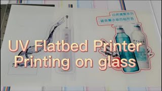 Digital UV flatbed printer prints on the glass, using the effect of front printing and back for look