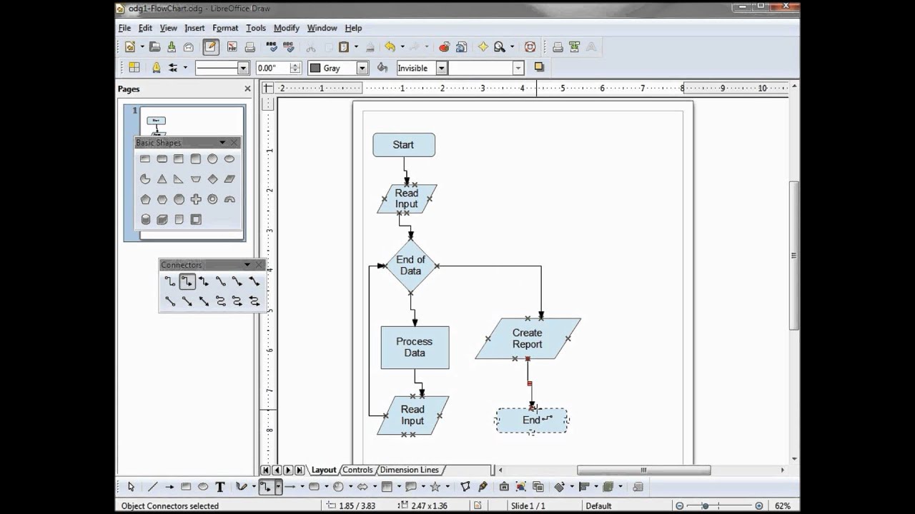 Libreoffice Draw 03 A Simple Flowchart Youtube