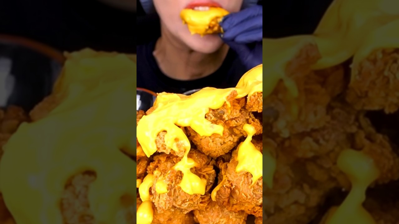 CHEESY KFC FRIED CHICKEN MUKBANG ASMR 
