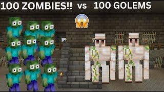 1000 Zombies vs 100 Golems who will win? CRAZY FIGHT #minecraft #herobrine #viral #fyp #meme #memes