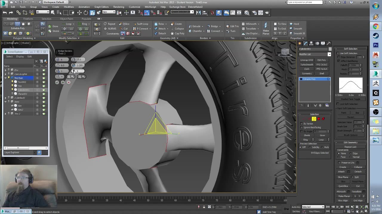 3DS Max Tutorial 4 -  Modeling the car tire rim and rendering