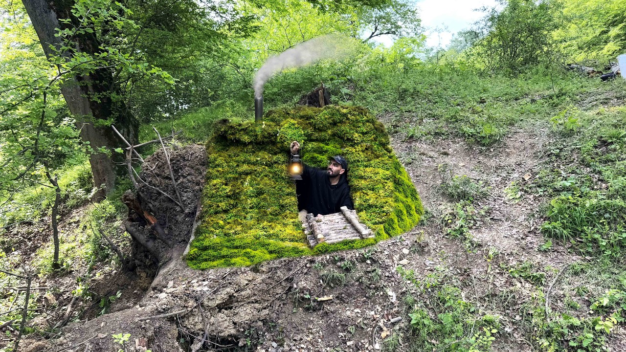 Building a Cozy Dugout for Survival, Secret Shelter, Survival ...