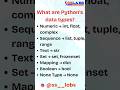 Python Data Types Explained in 60 Seconds 🚀 | Python Tutorial for Beginners| SSLabs